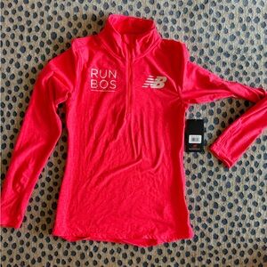 New Balance Boston Marathon 1/4 zip. Sz. Small. Bright coral. NWT.